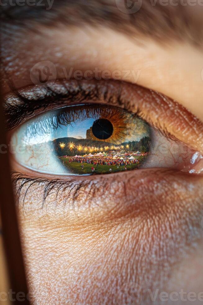 Reflection of a festival in the eye photo
