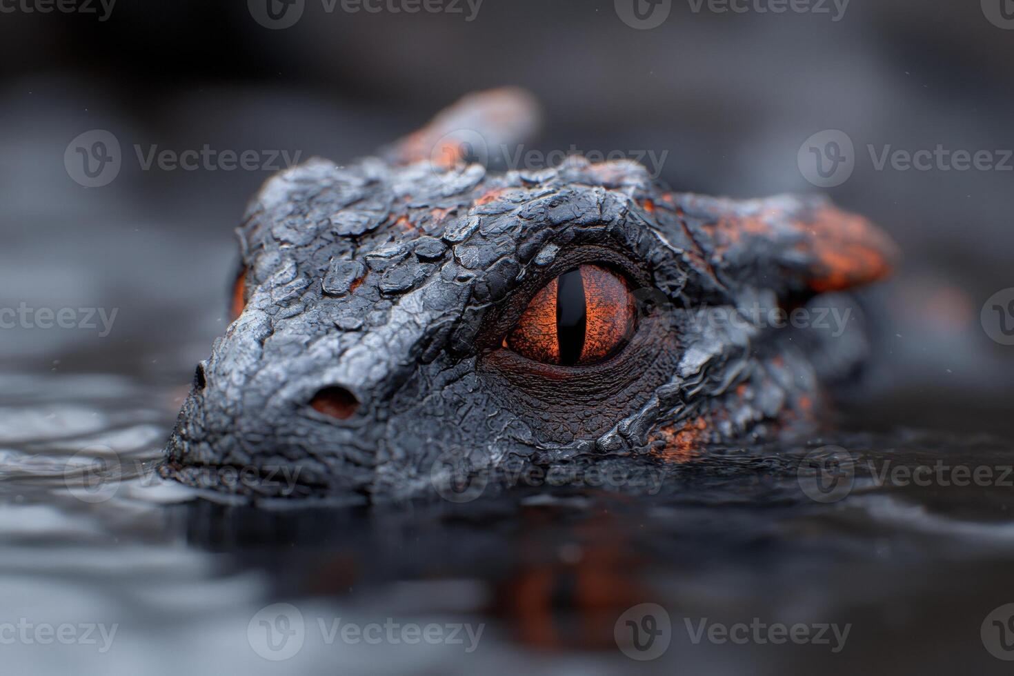 Close up of a reptiles eye in the water photo