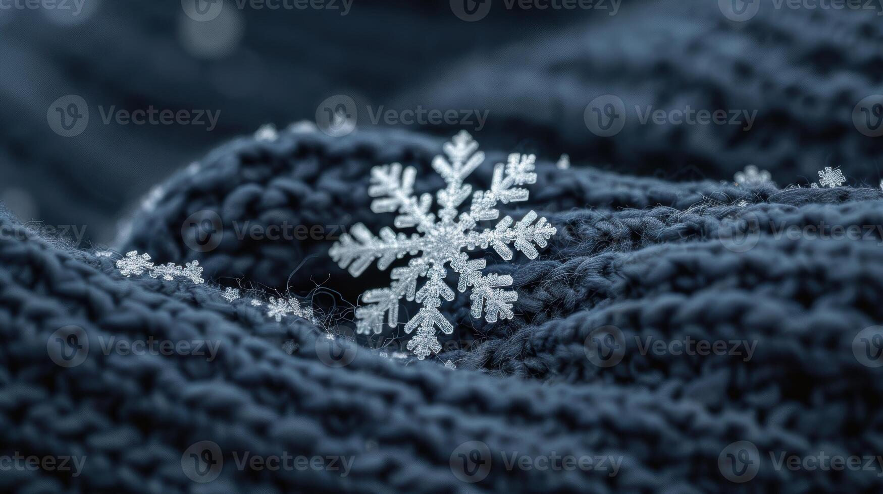 Intricate snowflake on a dark winter background photo