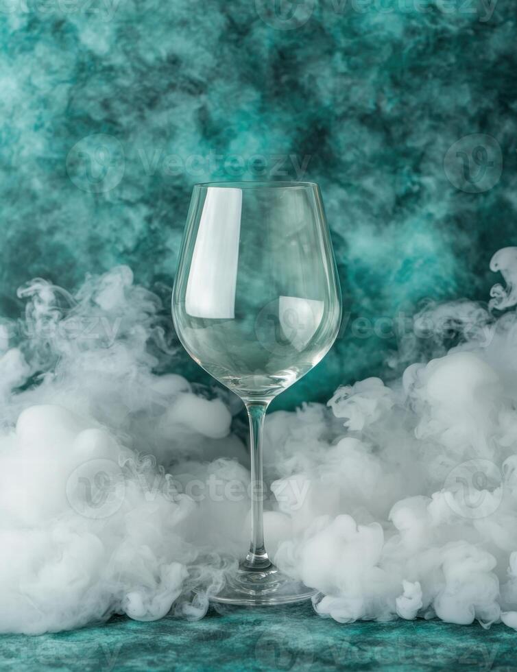 Mysterious glass of wine in smoky atmosphere photo