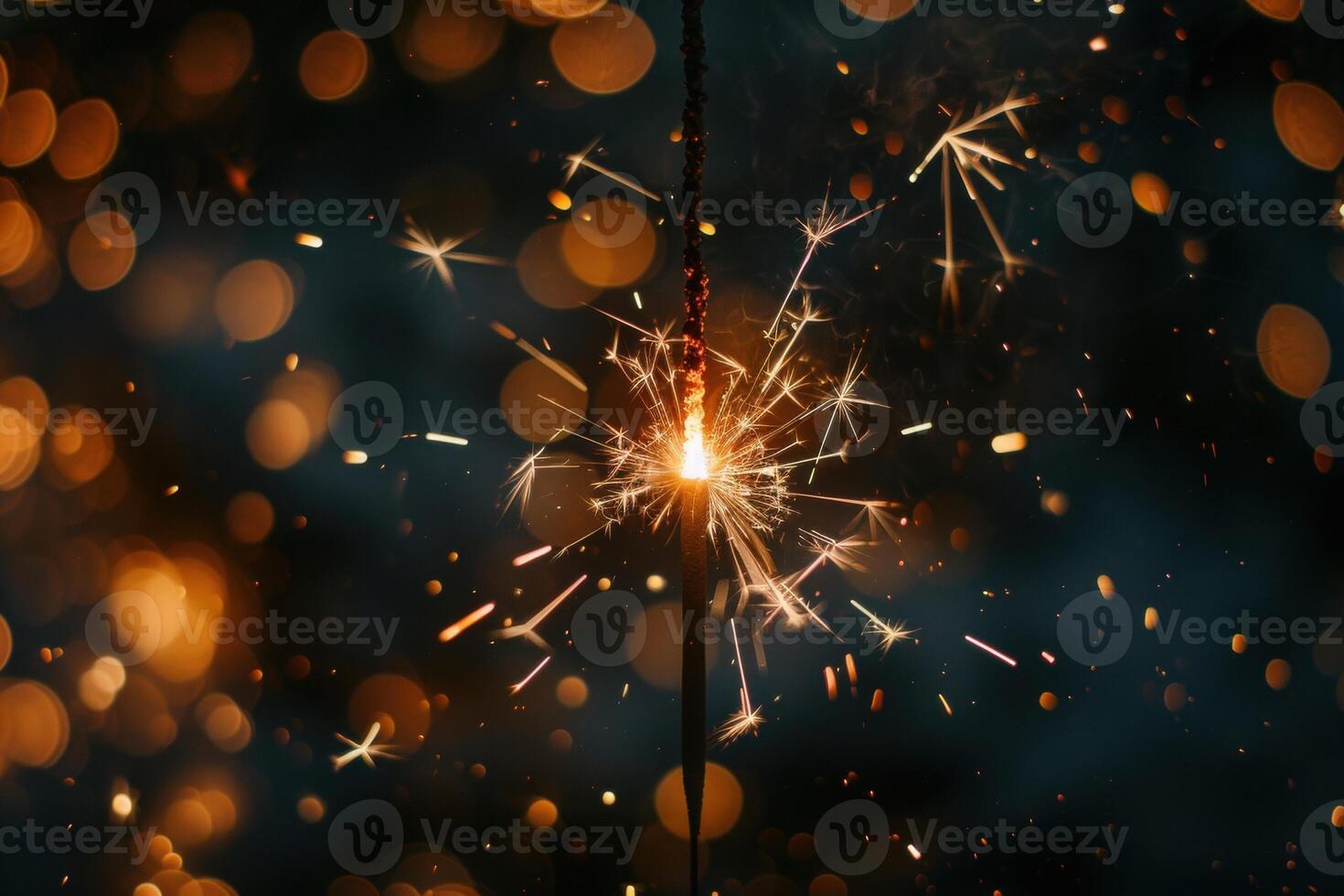 Sparkling fireworks display in the night sky photo