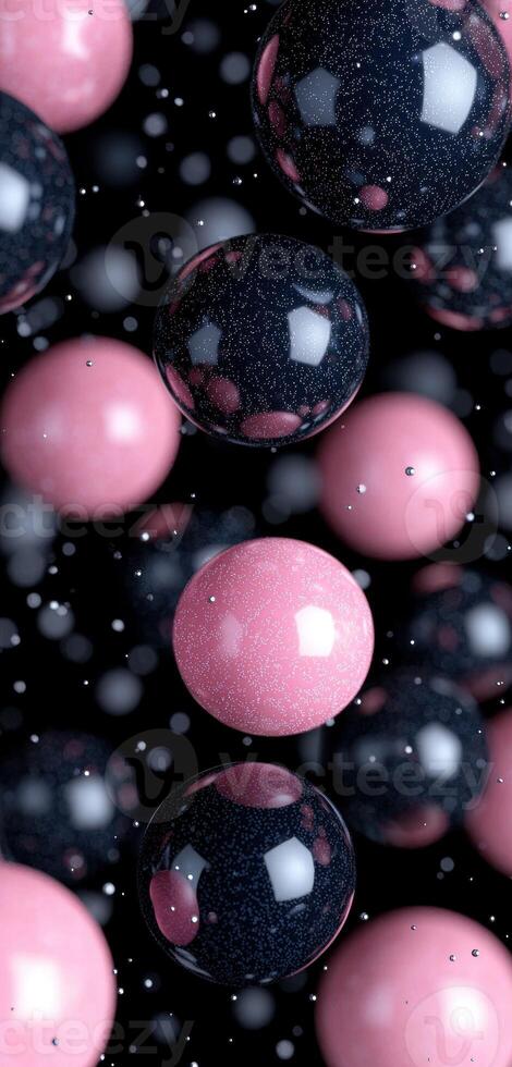 Sparkling pink and black spheres photo