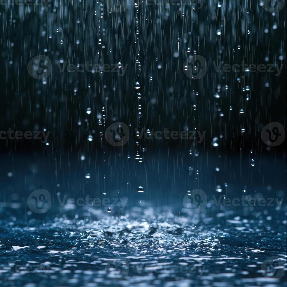 heavy rain falling on a dark surface photo
