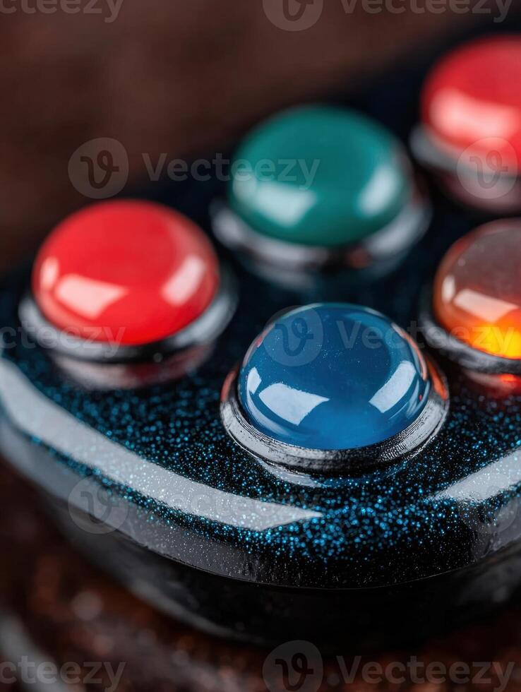 Colorful buttons on a glittery background photo