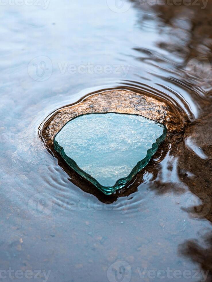 Tranquil water reflection with a glass like surface photo