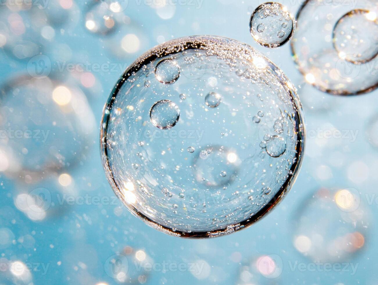 Magical water droplets on a glass surface photo