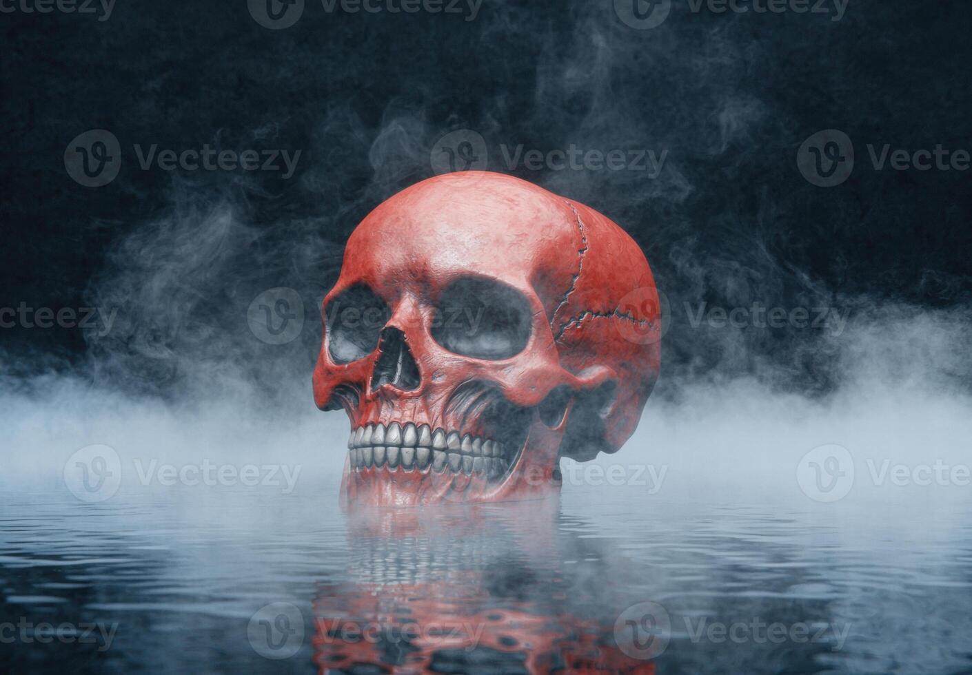 Haunting skull emerging from the mist photo