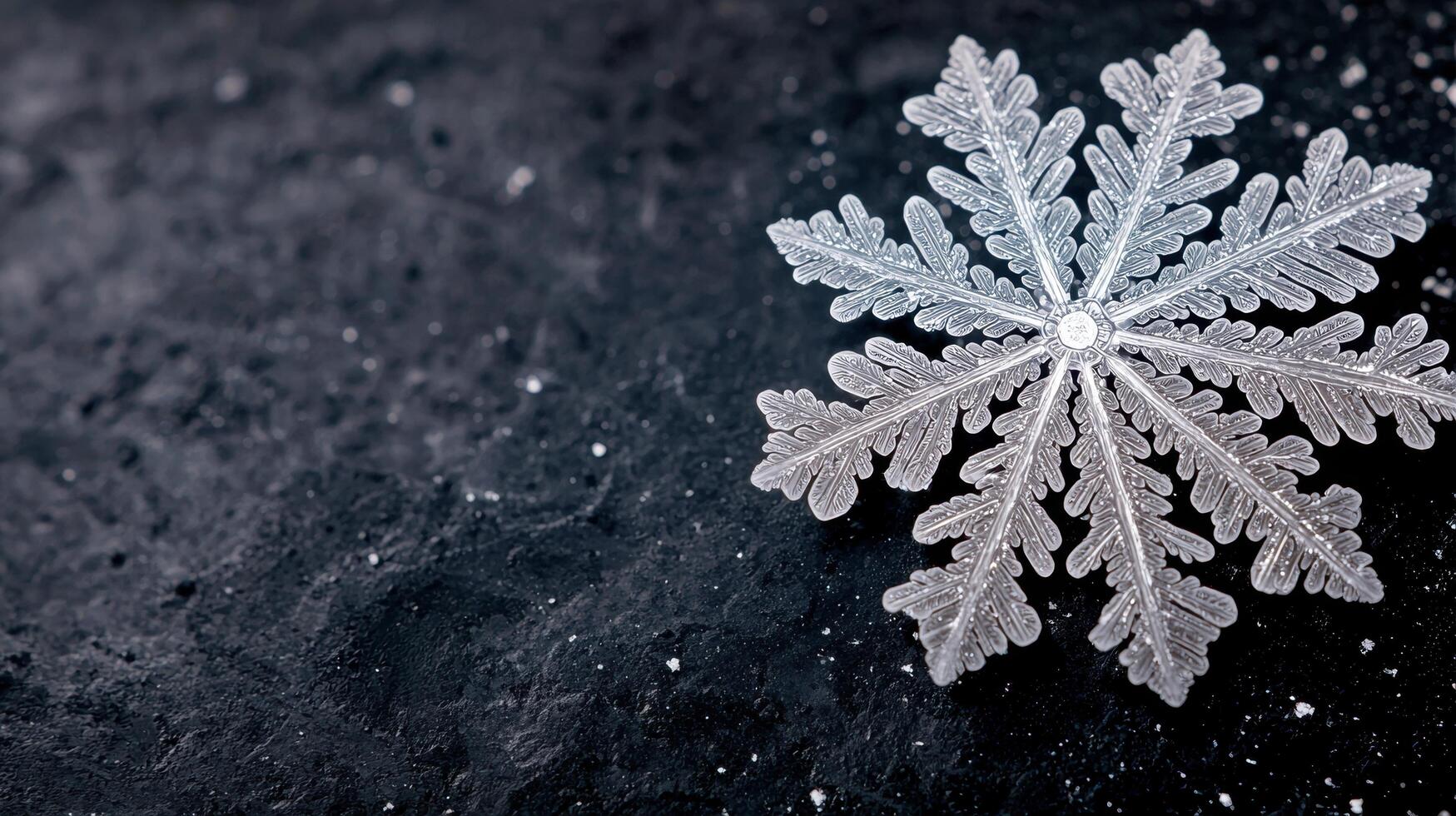 Intricate snowflake on dark background photo