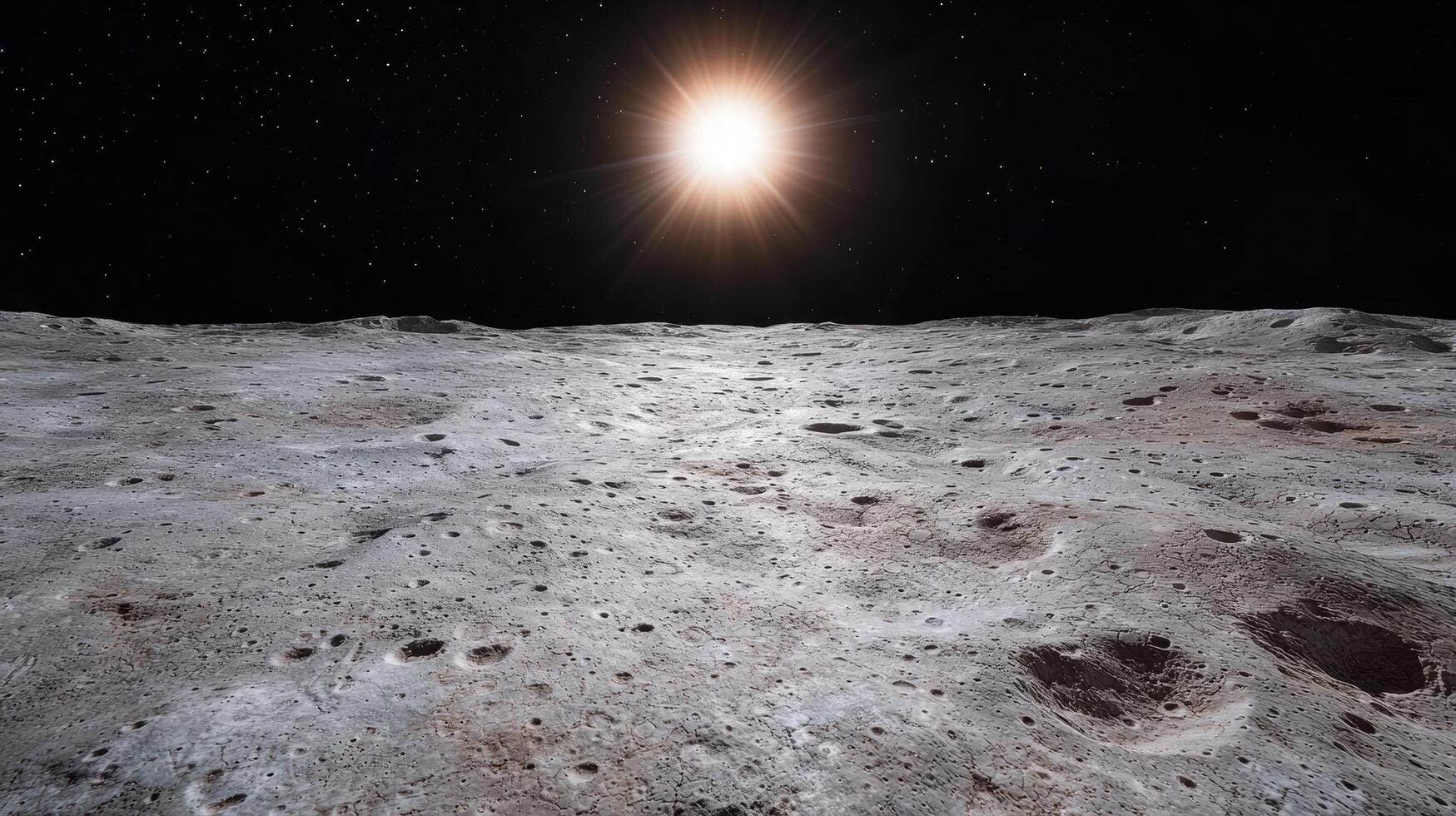 Lunar landscape under bright sun photo