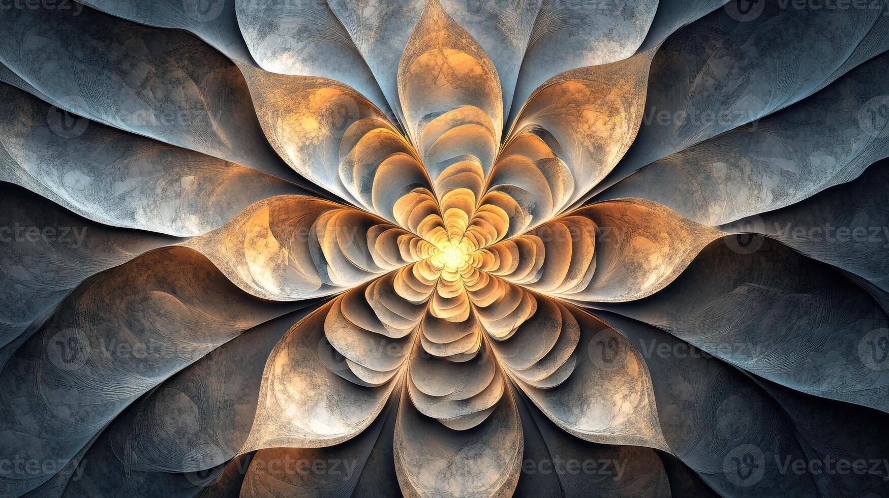 Symmetrical fractal design with dynamic light and shadow interplay. Light shadow 3d pattern photo