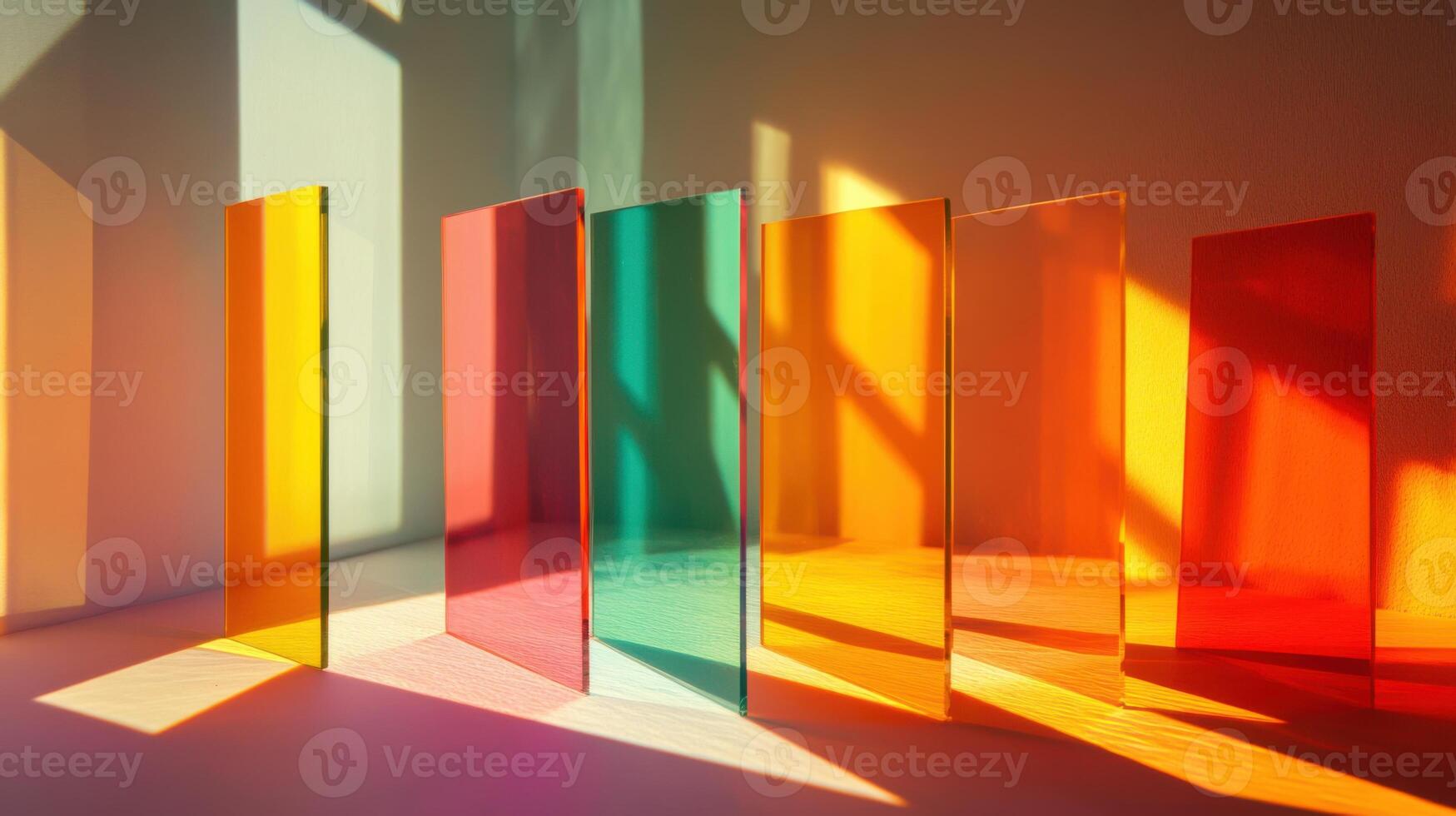Prism light casting vibrant colors and dynamic shadows, artistic composition. Light shadow 3d pattern photo