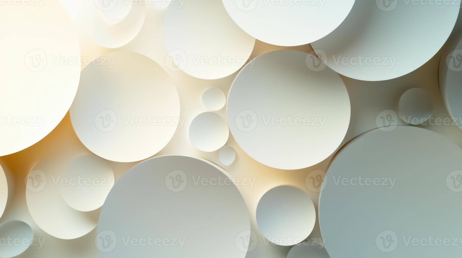 Overlapping 3D circle layers with shadows creating abstract depth and dimension. Light shadow 3d pattern photo