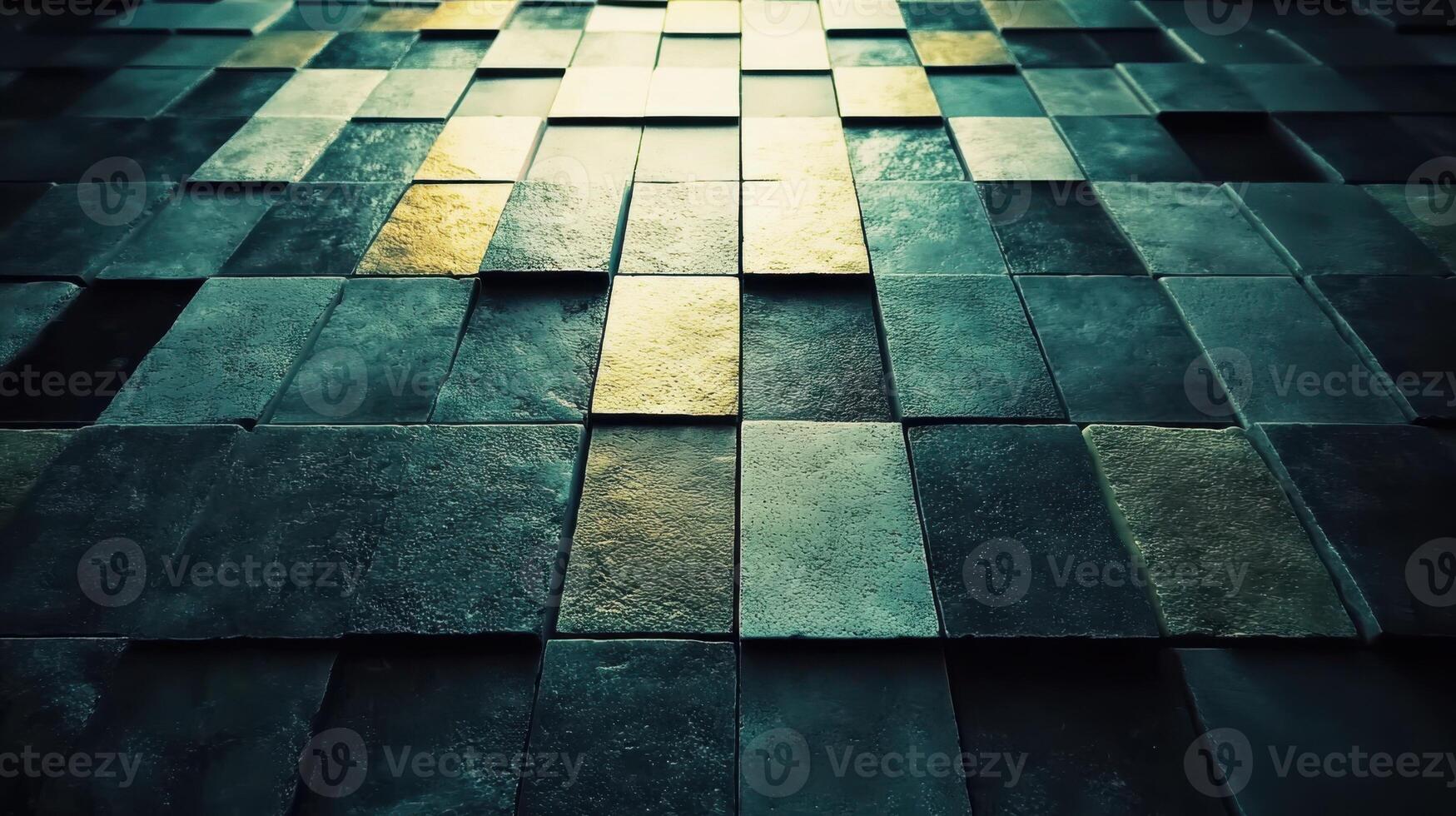 Geometric mosaic design, illuminated for dynamic textured contrasts. Light shadow 3d pattern photo