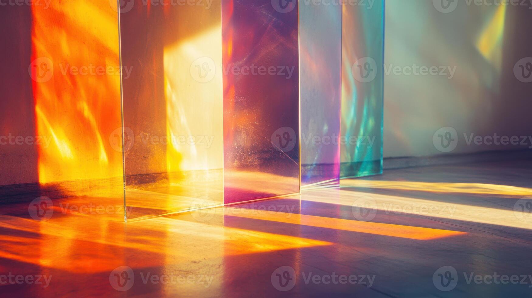 Colorful light patterns from prism, bold and dynamic abstract display. Light shadow 3d pattern photo