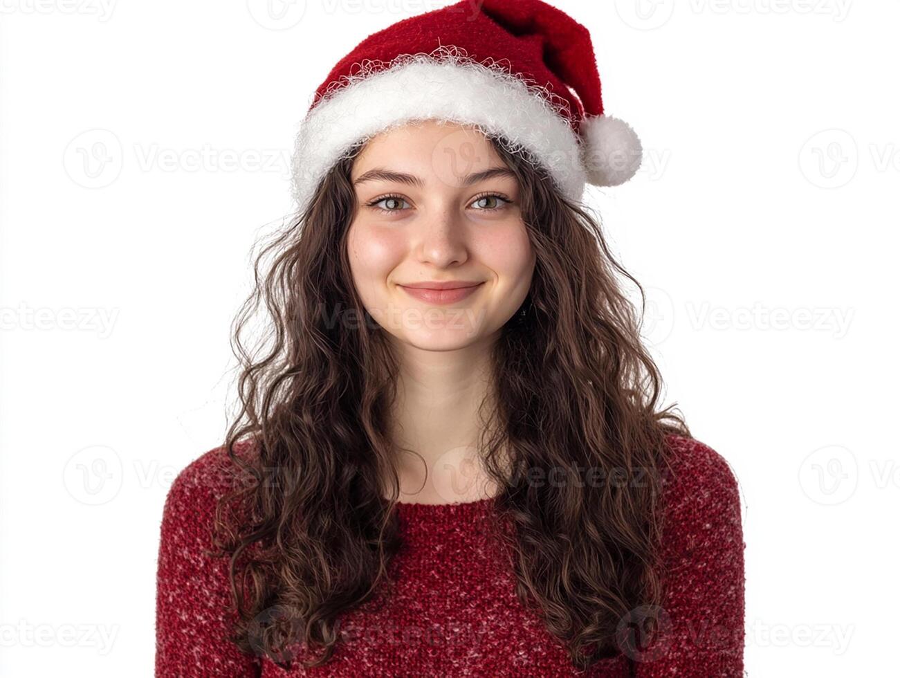 A girl wearing a santa hat photo