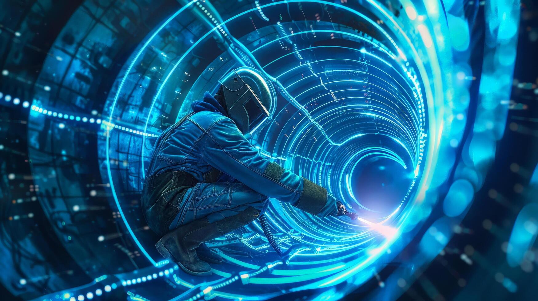 Blue tunnel of light. photo