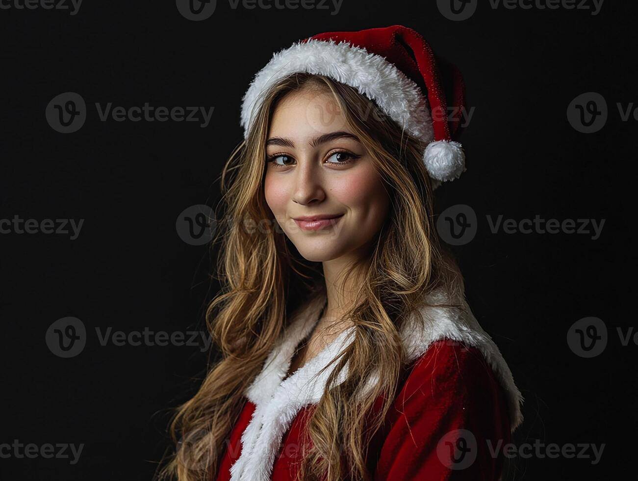 A beautiful young woman in a santa suit photo