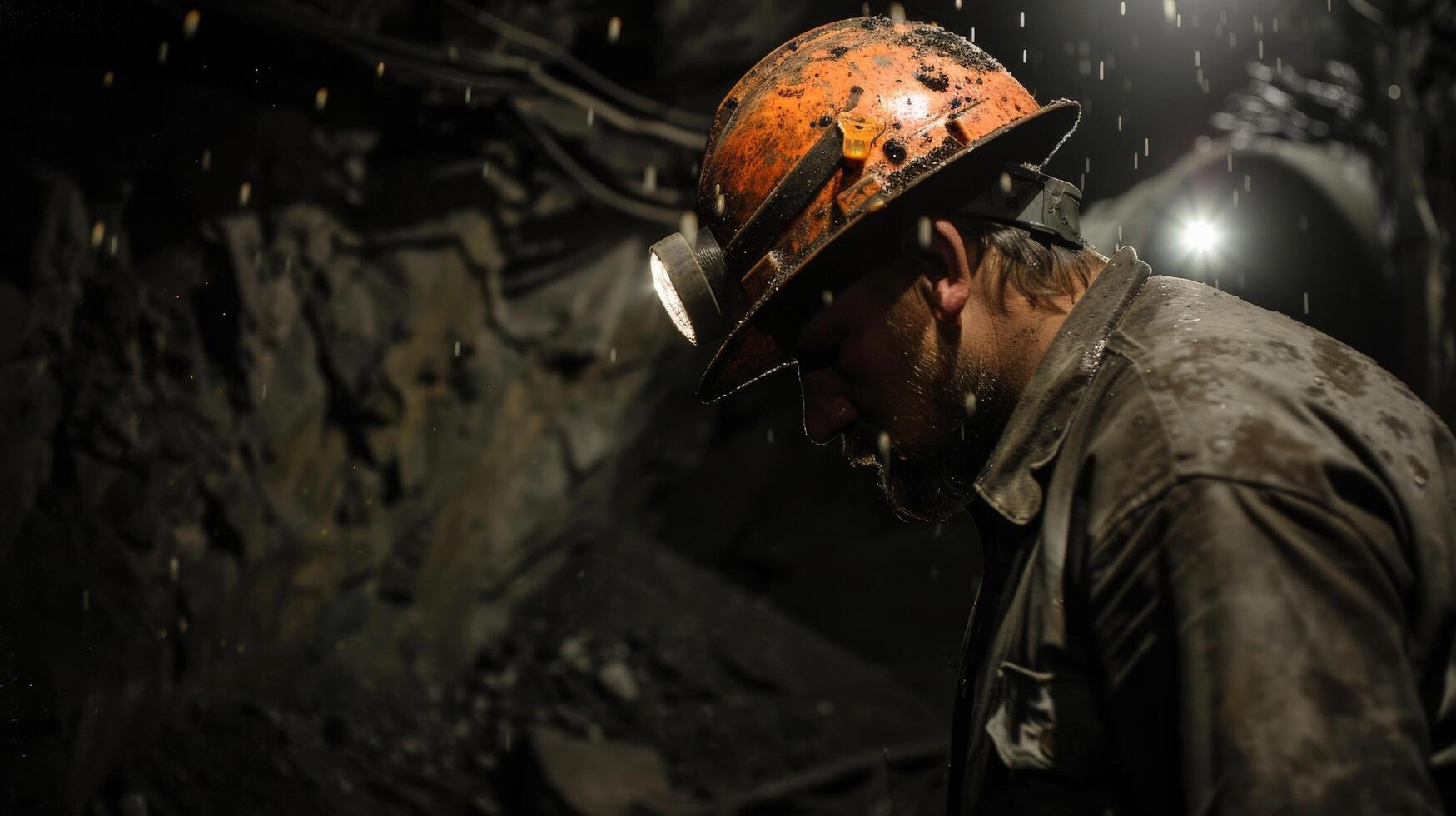 A coal miner working in a mine. photo