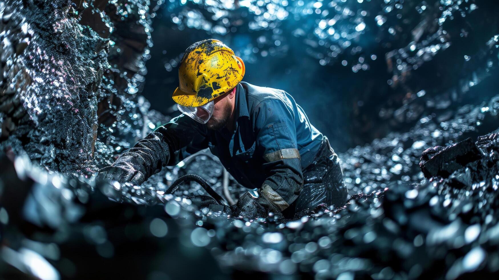 A coal miner working in a mine. photo