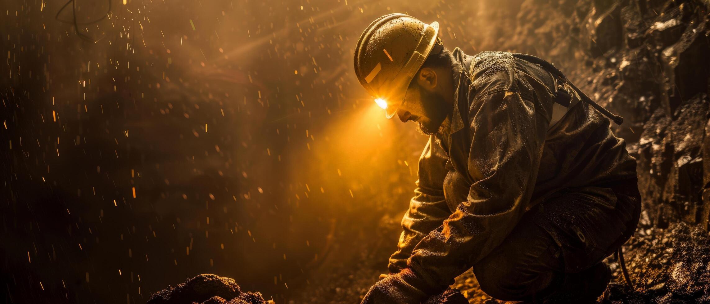 A miner working in a mine. photo