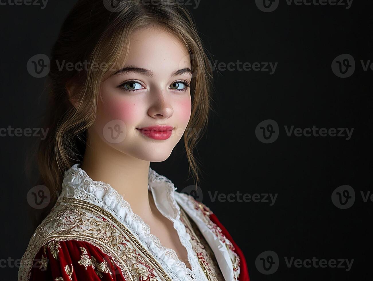 A beautiful young woman in a traditional dress photo