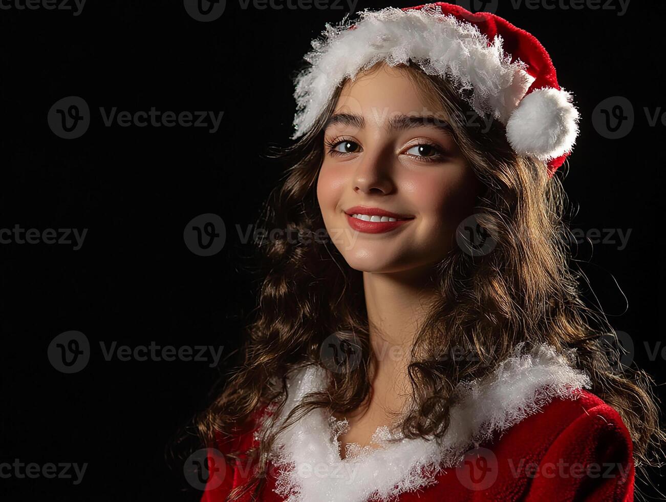 A young girl in a santa suit photo