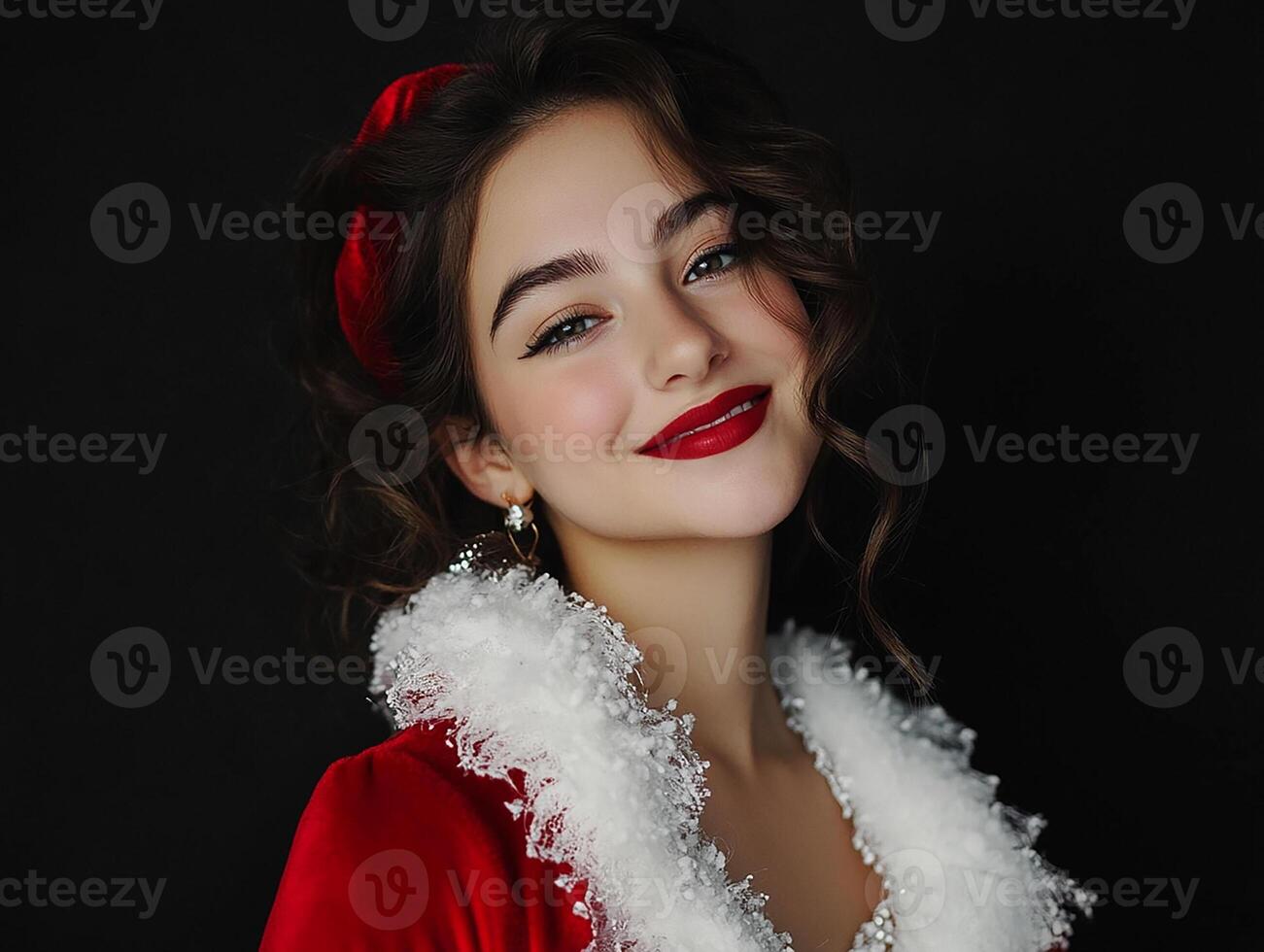 Beautiful girl in santa outfit photo