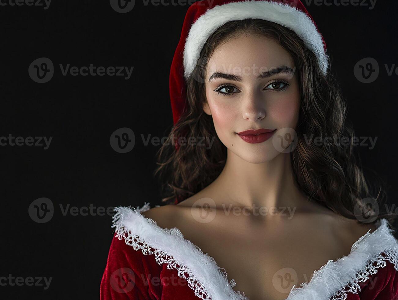 Beautiful young woman in santa claus costume photo