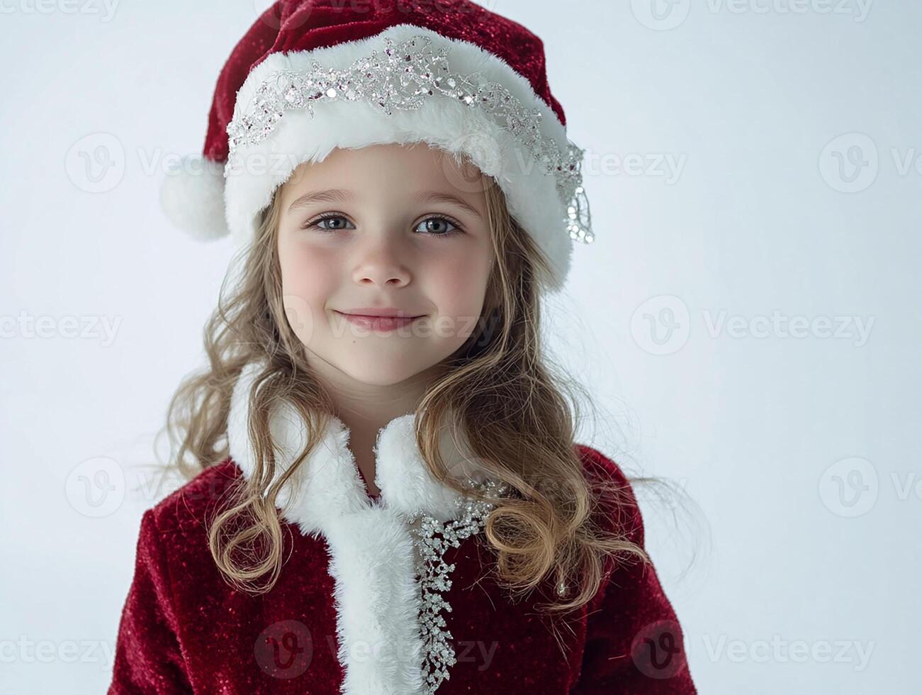A little girl in a santa suit photo