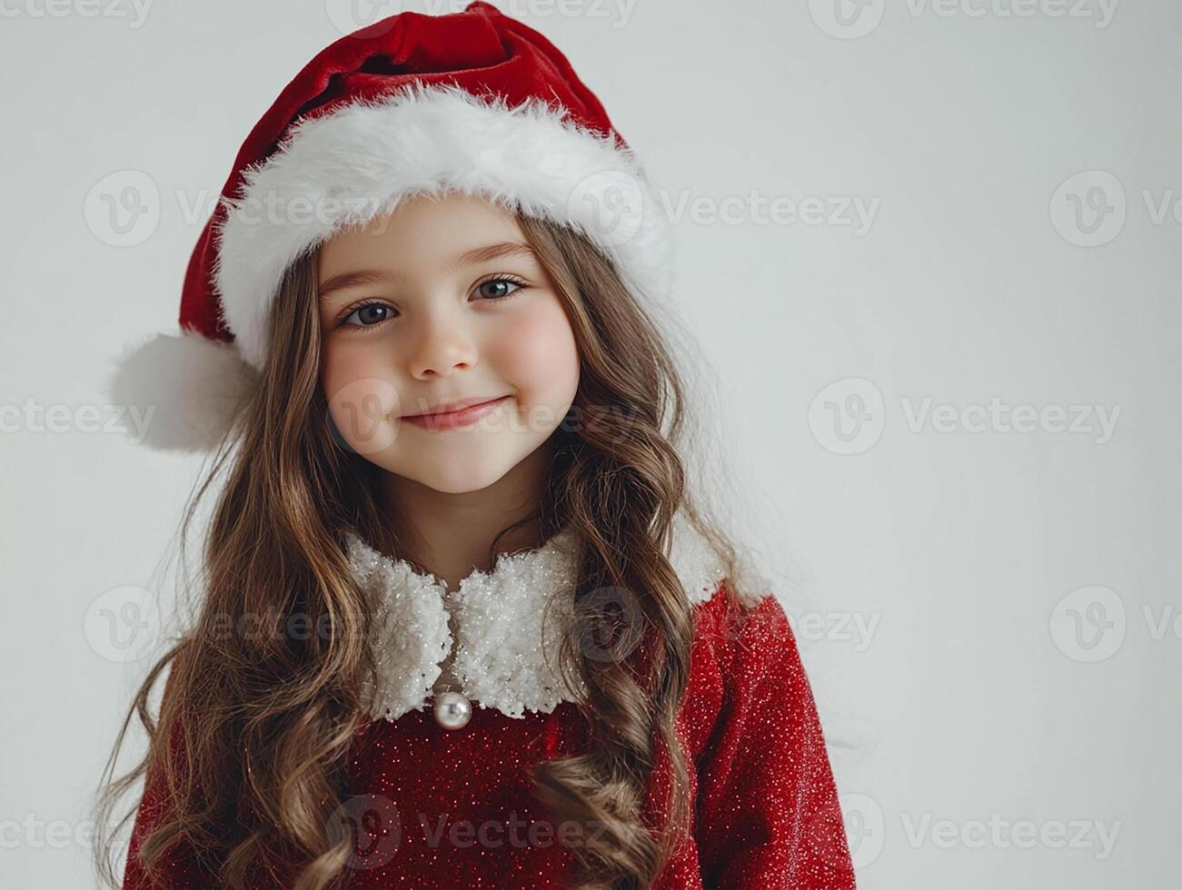A little girl in a santa hat photo