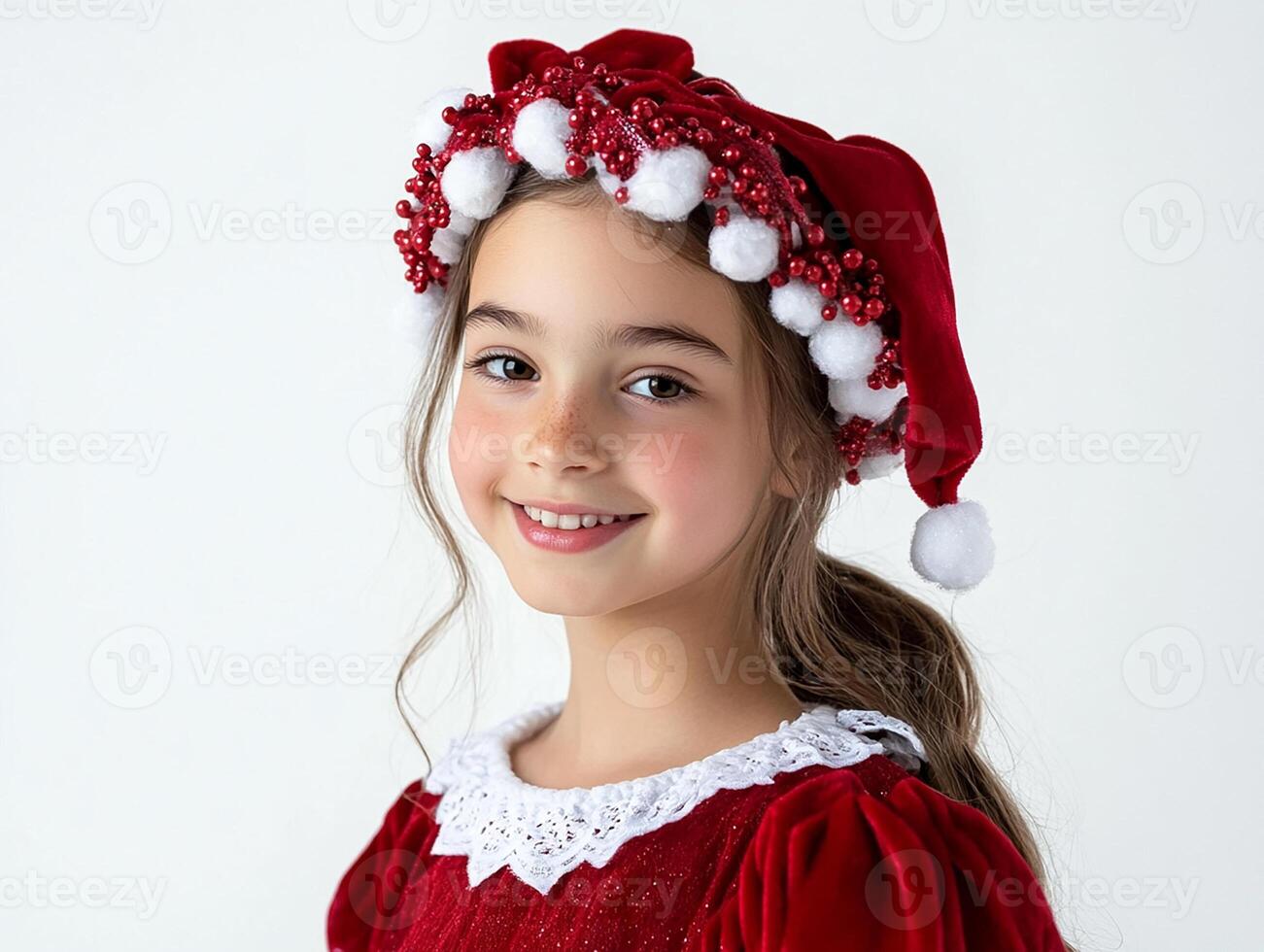 A little girl in a santa hat photo