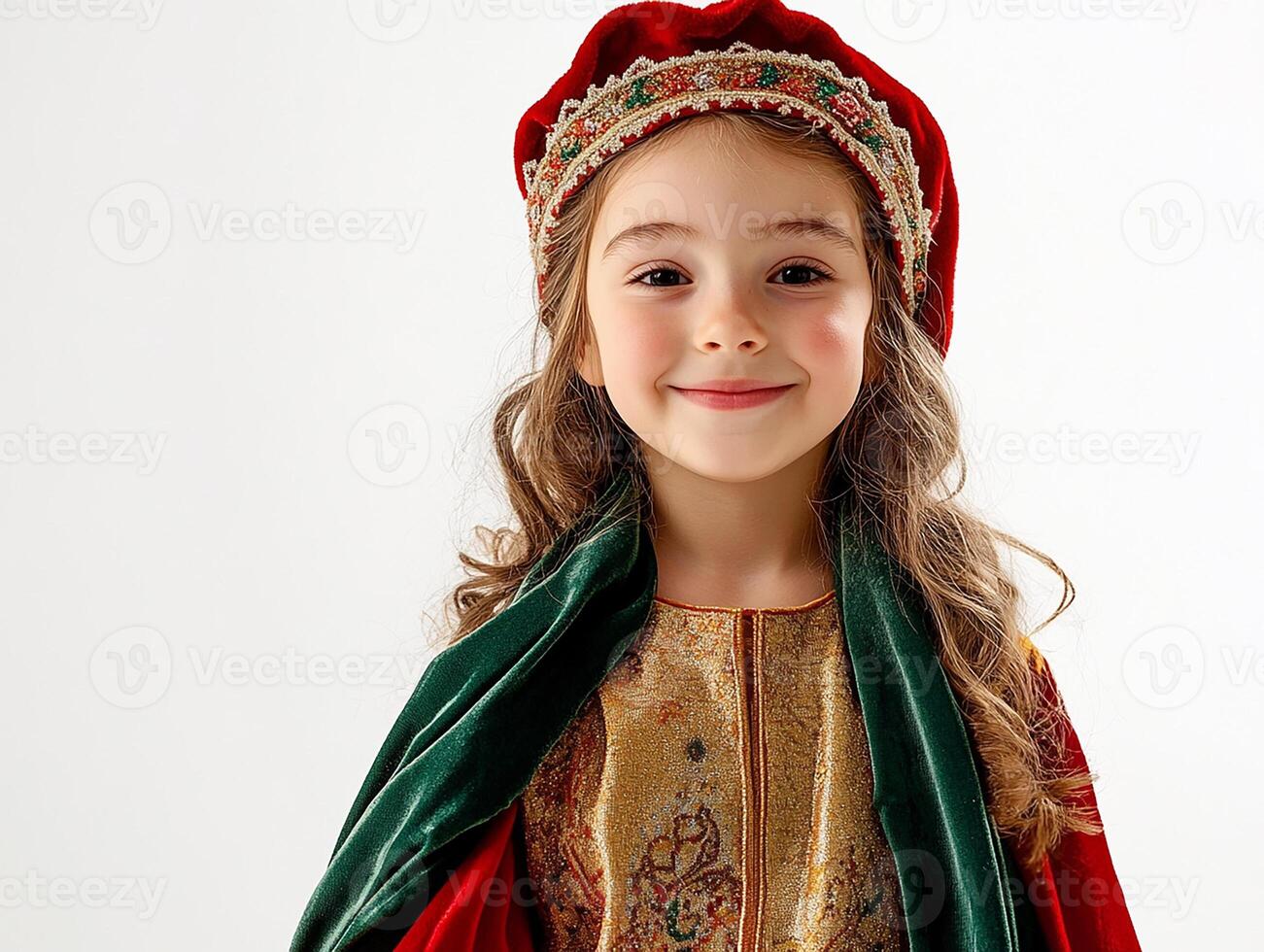 A little girl dressed in a medieval costume photo