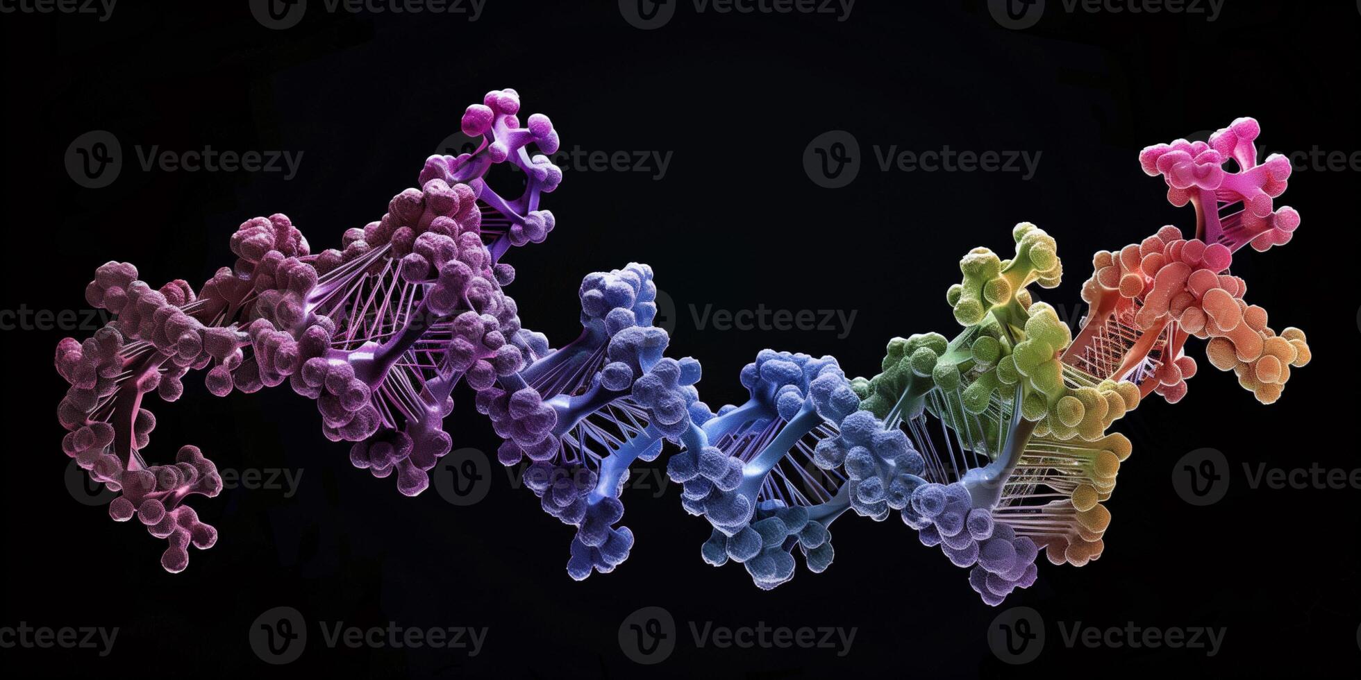 3D rendering of human genome illustrating complex arrangement of genes and locations on chromosomes, picture photo