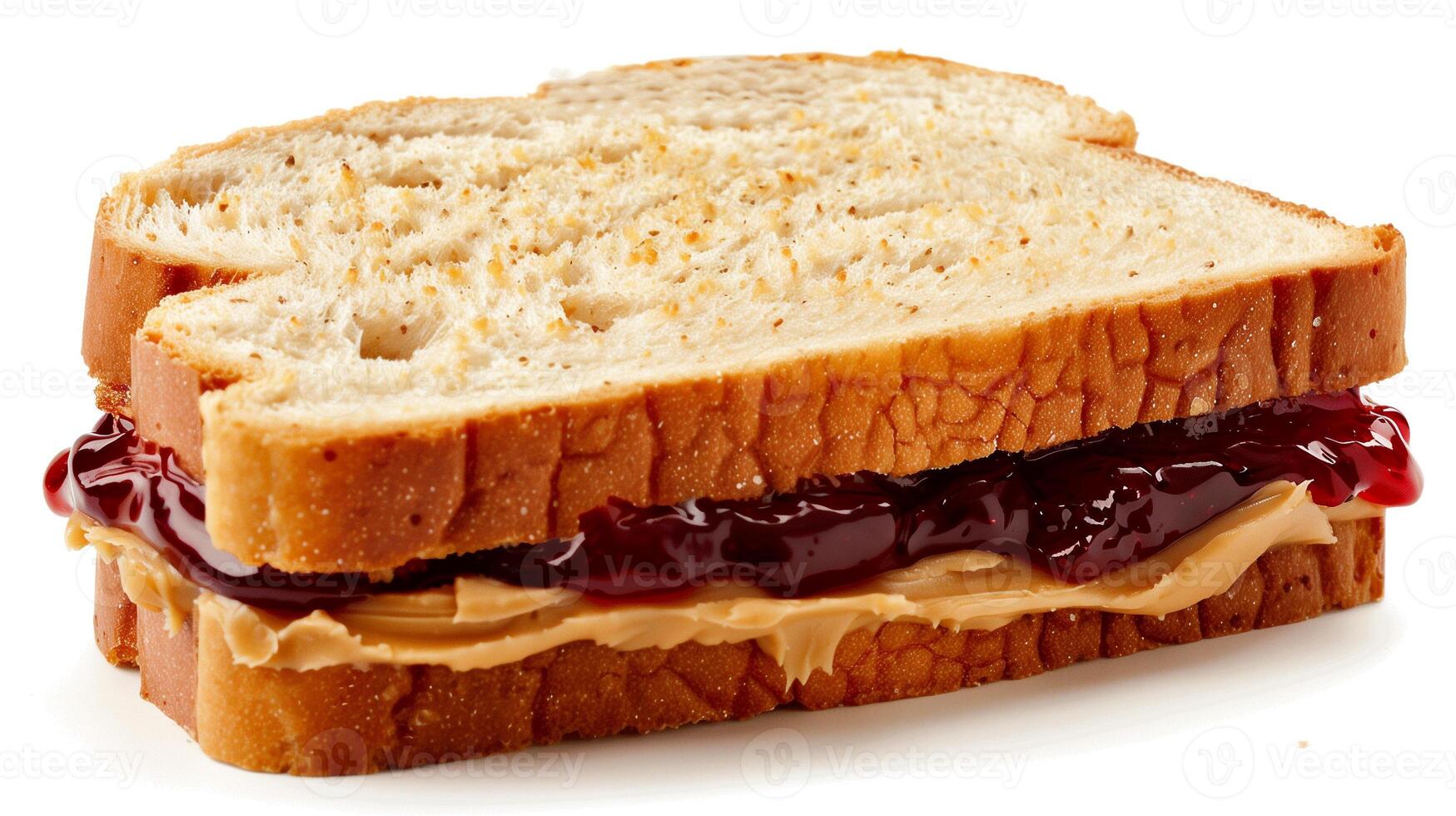 Classic peanut butter and jelly sandwich with soft bread creamy peanut butter and sweet jelly, picture photo