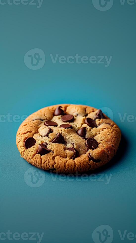 Cookie on blue background, internet coding environment, photo
