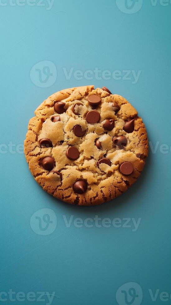 Cookie on blue background, internet coding environment, photography photo