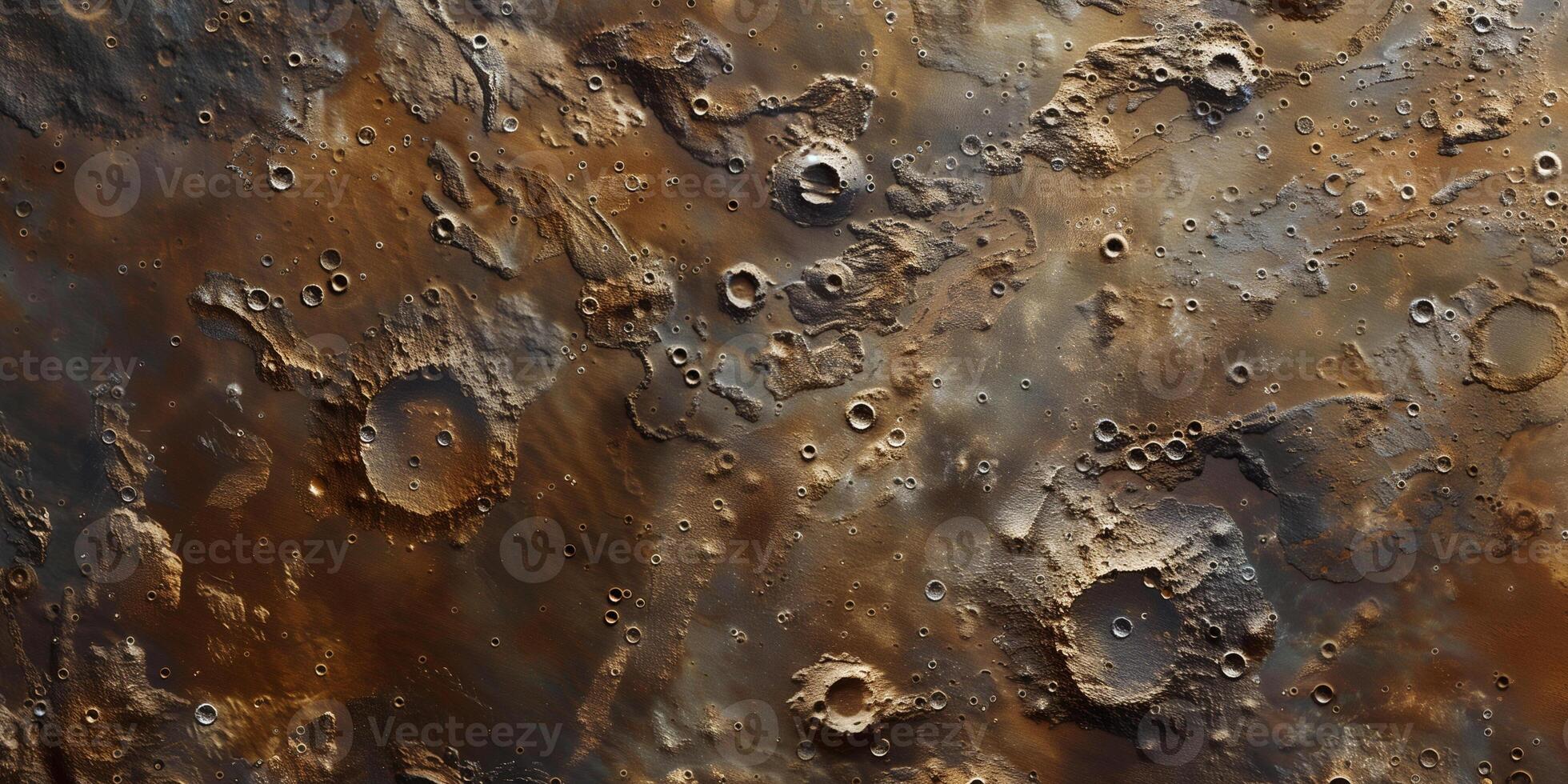 Detailed image of Mars surface showing various geological features like craters, valleys, and dust storms, picture photo