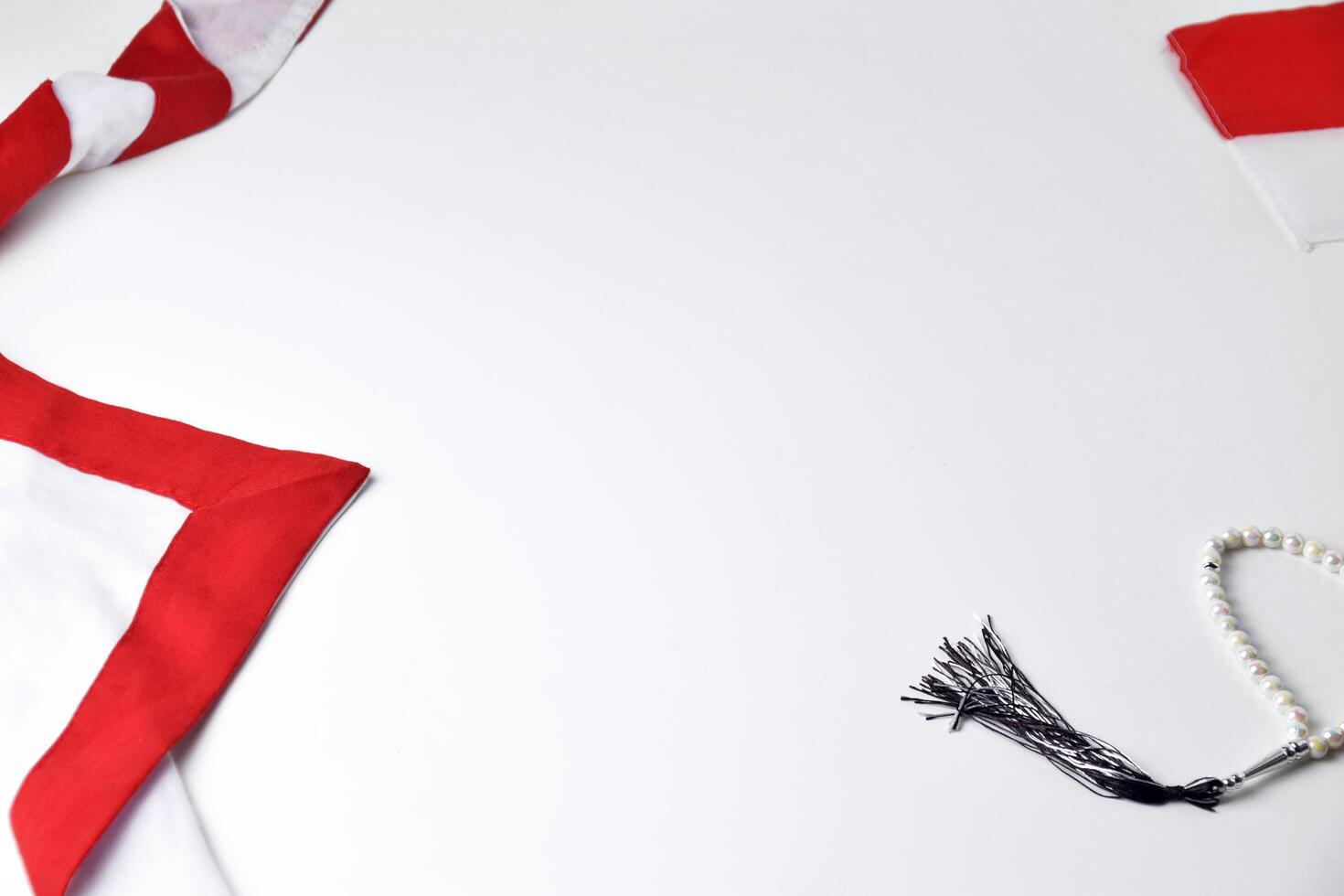 Flags and ornaments in the red and white colors on a white isolated background photo
