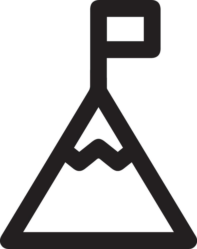 A black and white image of a mountain with a flag vector