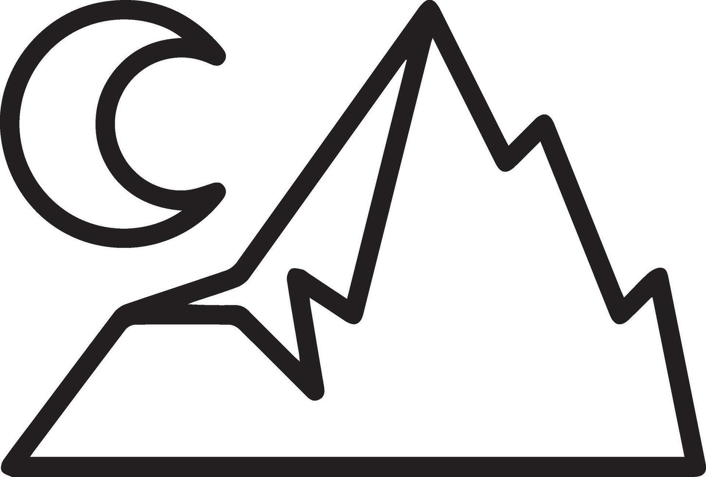 A mountain with a moon and a c in the middle vector