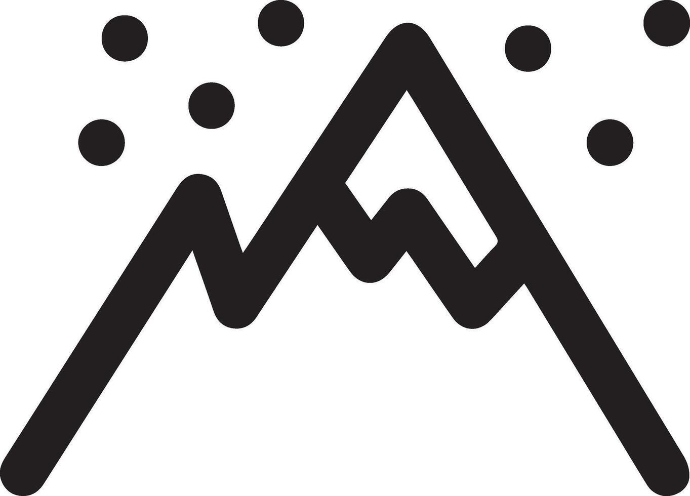 A black and white mountain with snow falling from it vector
