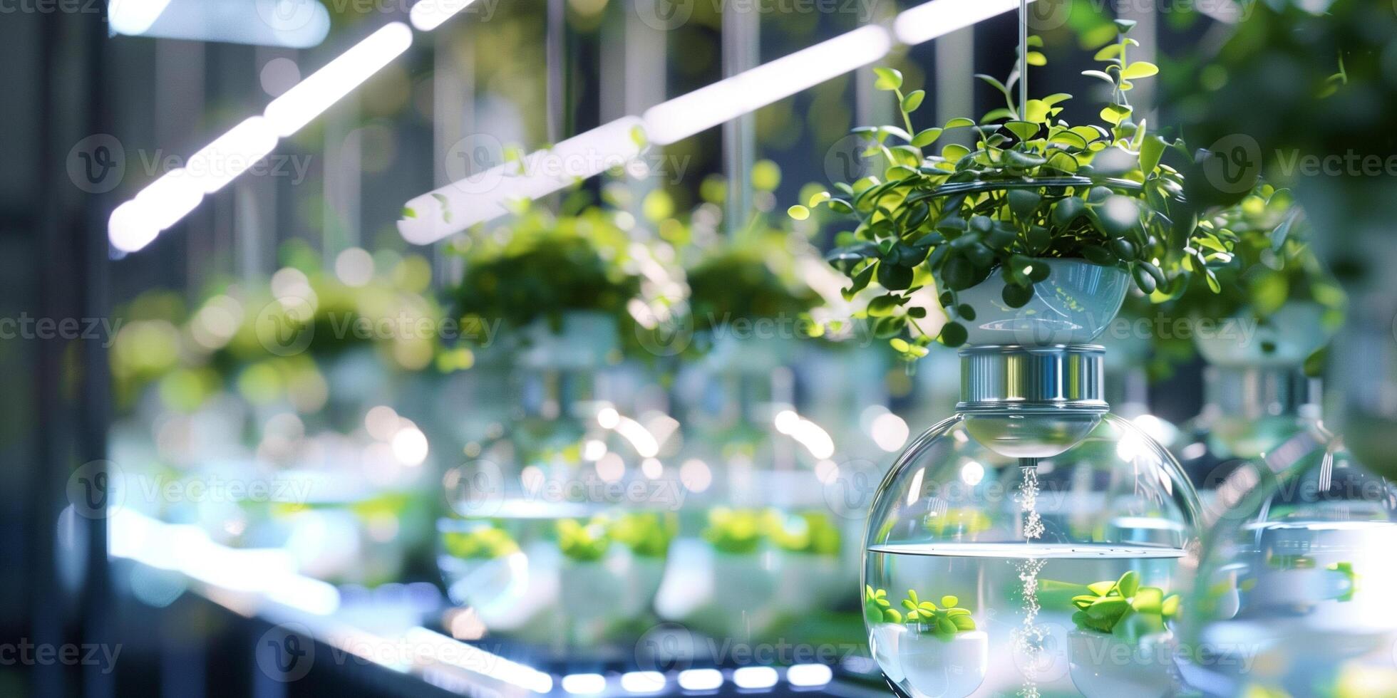 Automated plant feeder, dispensing nutrients into a cluster of decorative vases, photo