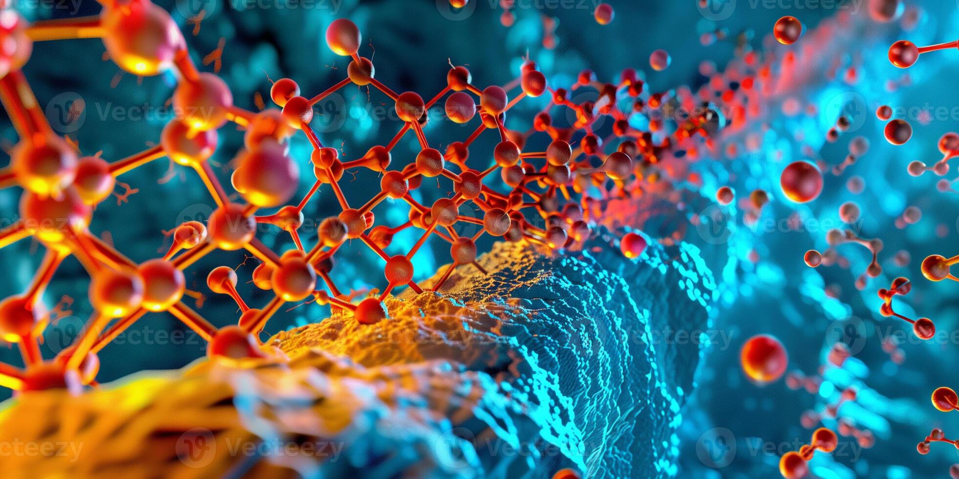 Electron microscope image of a nanomaterial showing arrangement of atoms at a scale of a few nanometers, photography photo