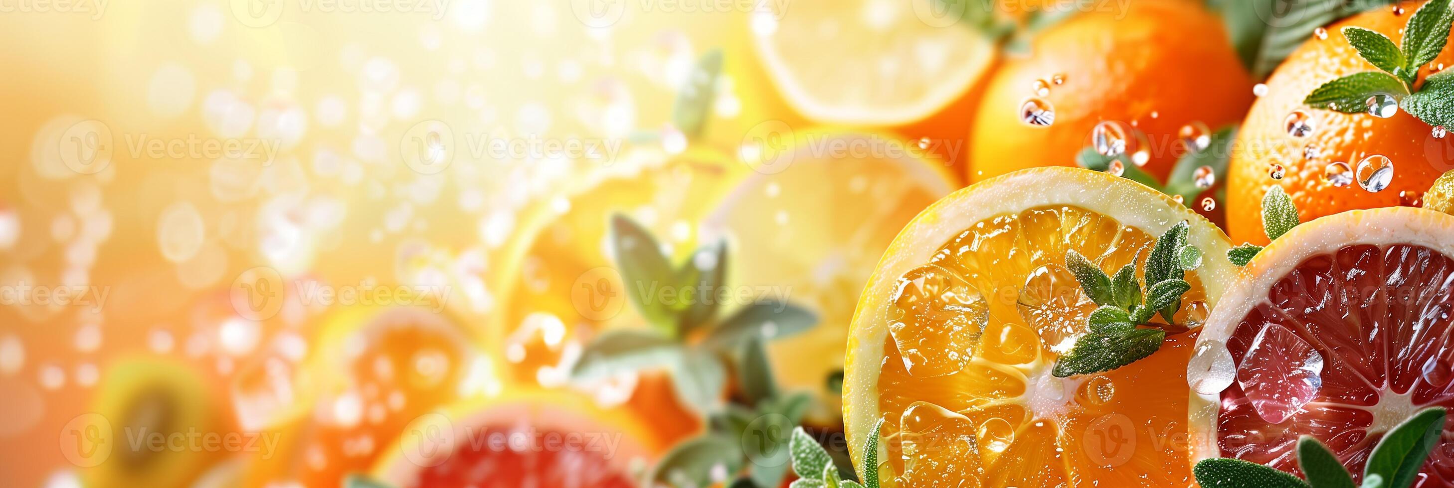 Fresh fruit banner with copy space, commercial advertisement style, picture photo