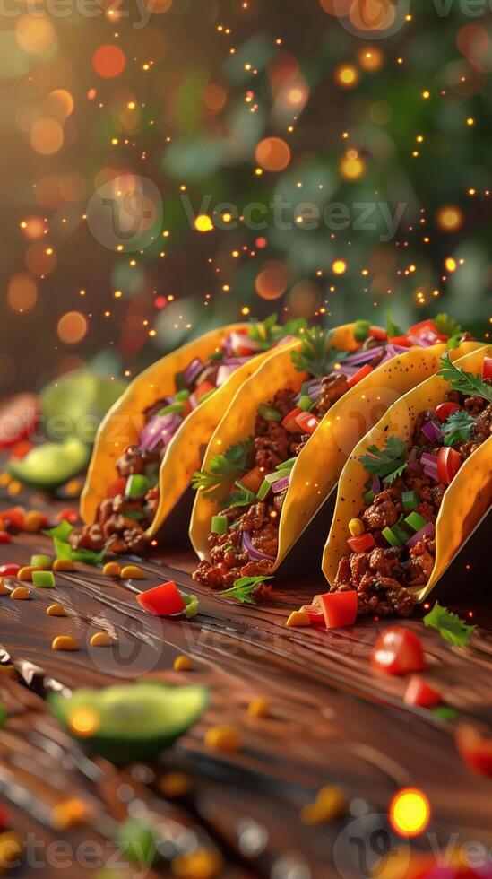 Festive 3D taco party scene with soft lighting, picture photo