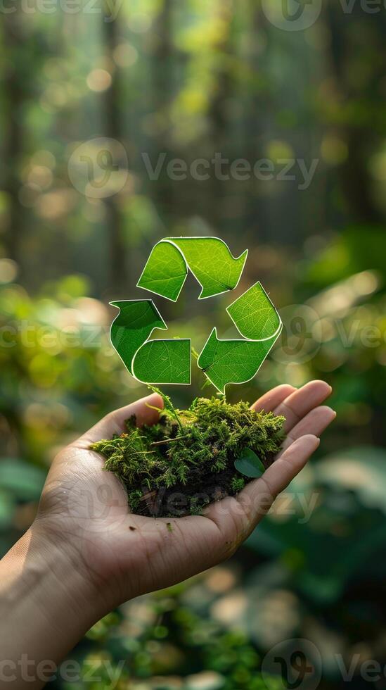 Eco-responsible logo showing product sustainability and environmental commitment, photo