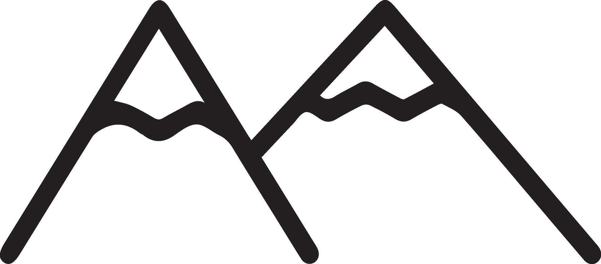 A black and white mountain icon clipart illustration vector