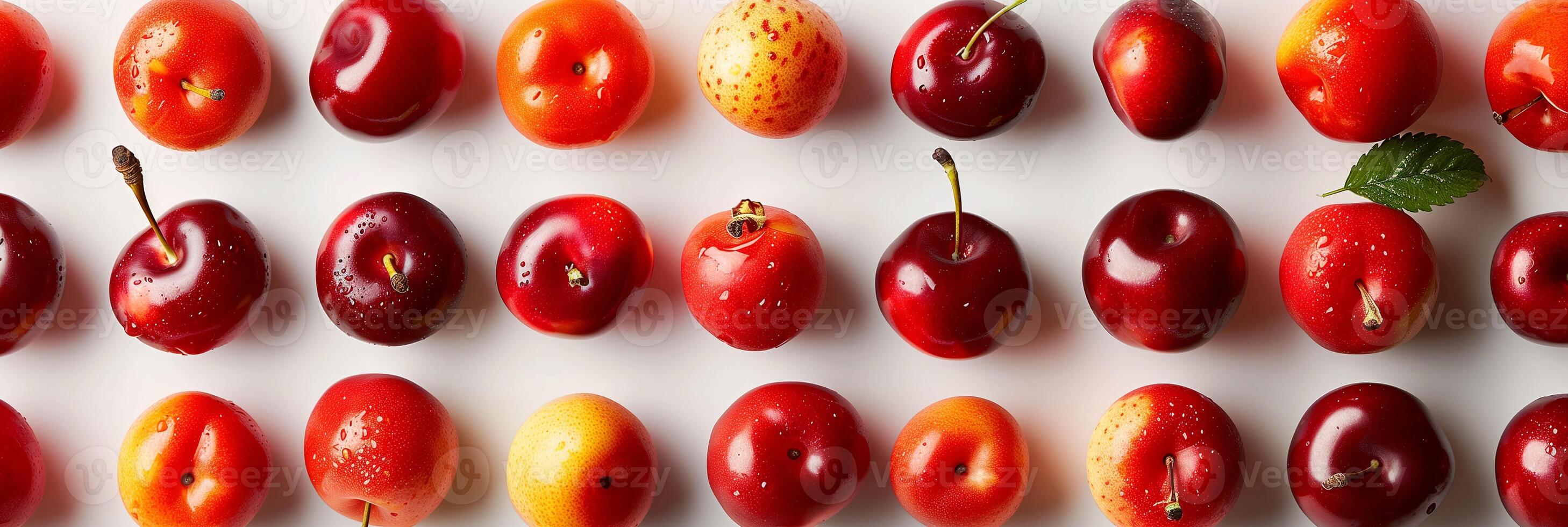 Still life product photography with multiple fruits in a pattern, minimalist style, photo