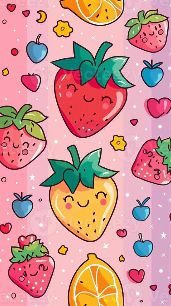 Simple doodle background in kawaii style, pastel colors, thick lines, coloring, picture photo