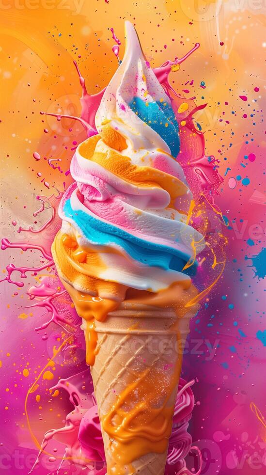 Ice cream against inspiring background, photography photo